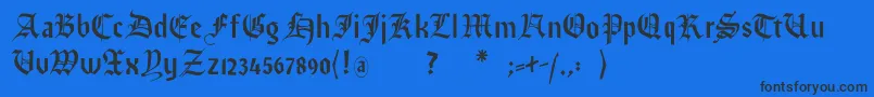 Imresfraktur Font – Black Fonts on Blue Background