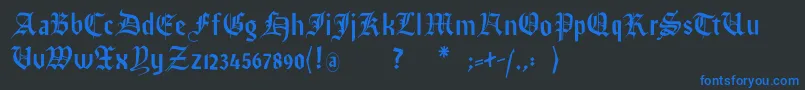 Imresfraktur Font – Blue Fonts on Black Background