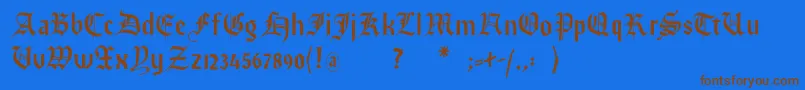 フォントImresfraktur – 茶色の文字が青い背景にあります。