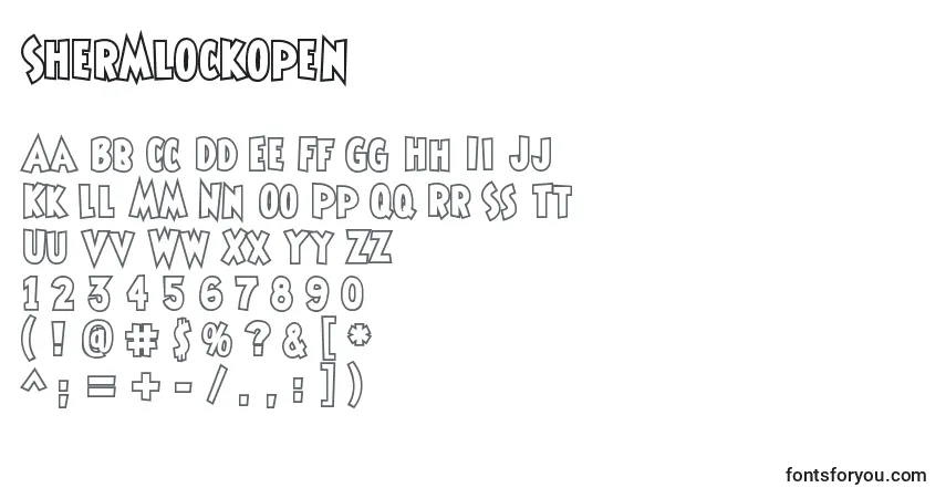 Schriftart Shermlockopen – Alphabet, Zahlen, spezielle Symbole