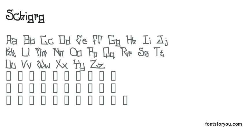 Schriftart Schigrg – Alphabet, Zahlen, spezielle Symbole