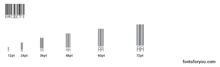 Размеры шрифта BarcodeTfb