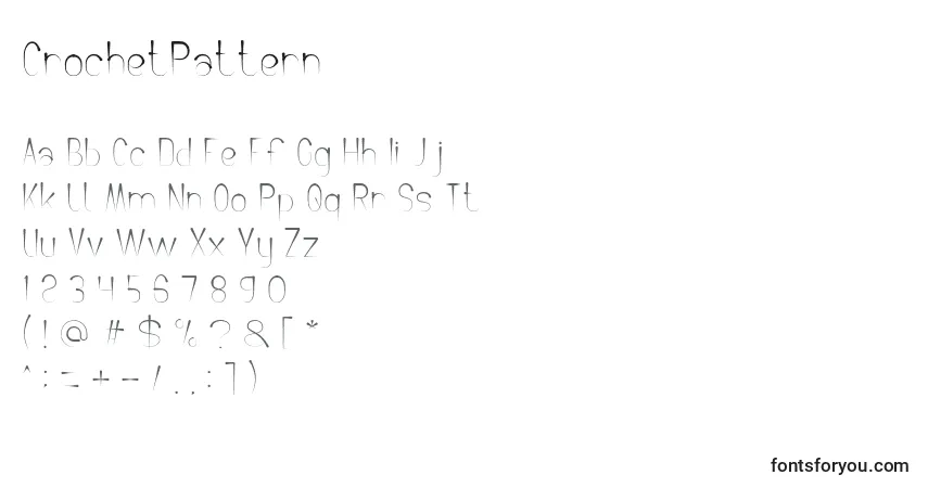A fonte CrochetPattern – alfabeto, números, caracteres especiais