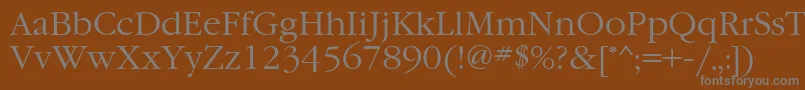 Garamondatt-fontti – harmaat kirjasimet ruskealla taustalla