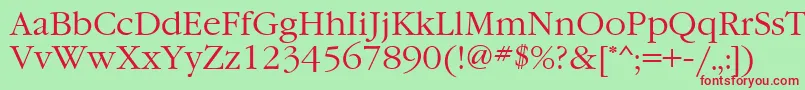 Garamondatt-fontti – punaiset fontit vihreällä taustalla