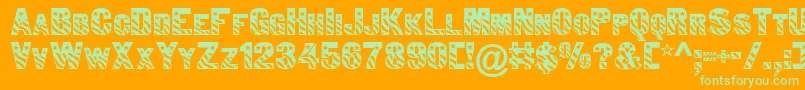 Bunting1Normal Font – Green Fonts on Orange Background