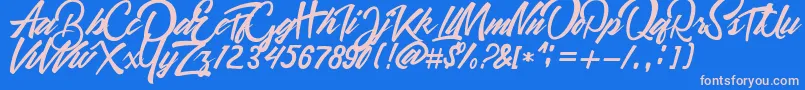 Quitman Font – Pink Fonts on Blue Background