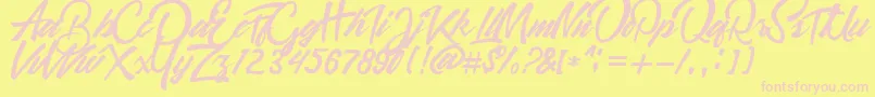 Quitman-Schriftart – Rosa Schriften auf gelbem Hintergrund