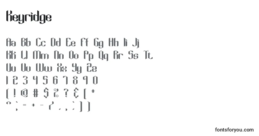 Keyridge-fontti – aakkoset, numerot, erikoismerkit