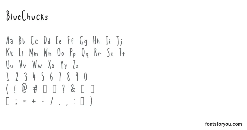 Schriftart BlueChucks – Alphabet, Zahlen, spezielle Symbole