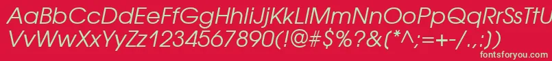 AvantgardegothicittItalic Font – Green Fonts on Red Background