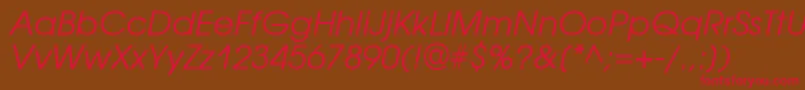 Czcionka AvantgardegothicittItalic – czerwone czcionki na brązowym tle