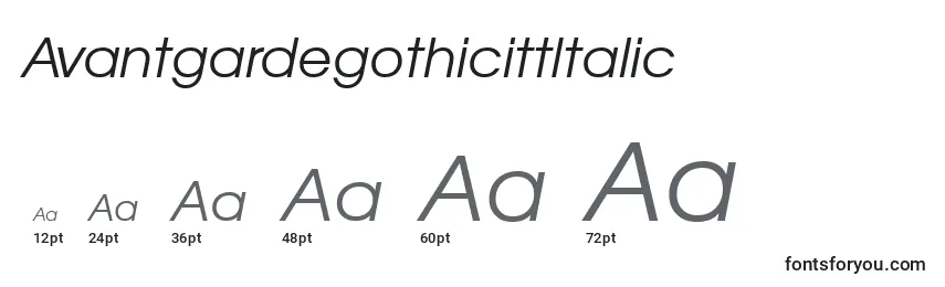 Größen der Schriftart AvantgardegothicittItalic