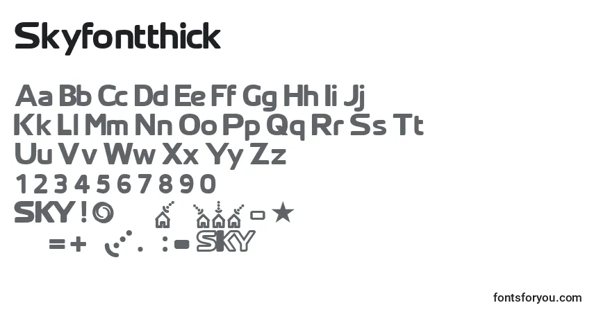 Schriftart Skyfontthick – Alphabet, Zahlen, spezielle Symbole