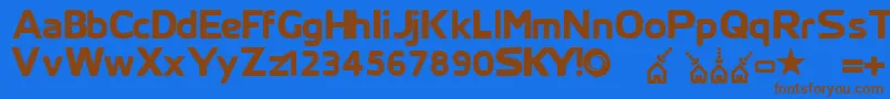 Skyfontthick Font – Brown Fonts on Blue Background