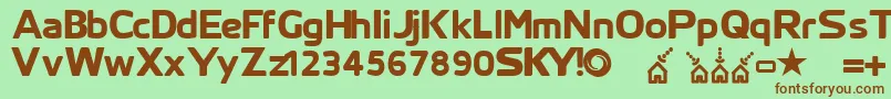 Skyfontthick Font – Brown Fonts on Green Background