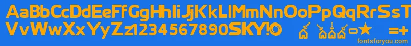 Skyfontthick-fontti – oranssit fontit sinisellä taustalla