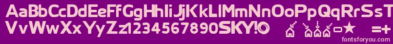 Skyfontthick Font – Pink Fonts on Purple Background