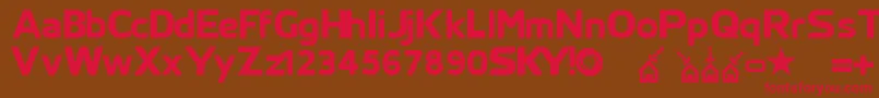 Skyfontthick Font – Red Fonts on Brown Background