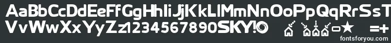 フォントSkyfontthick – 黒い背景に白い文字