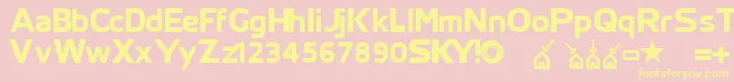Skyfontthick Font – Yellow Fonts on Pink Background