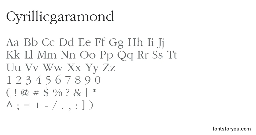 Czcionka Cyrillicgaramond – alfabet, cyfry, specjalne znaki