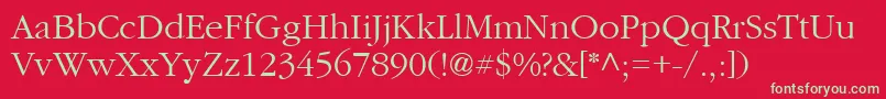 Cyrillicgaramond-Schriftart – Grüne Schriften auf rotem Hintergrund