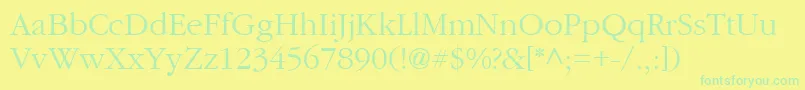 Fonte Cyrillicgaramond – fontes verdes em um fundo amarelo
