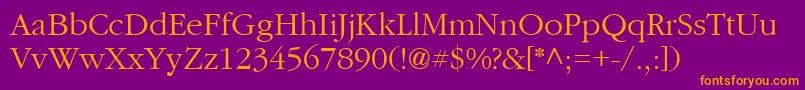 Cyrillicgaramond-Schriftart – Orangefarbene Schriften auf violettem Hintergrund