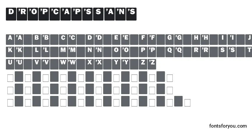 A fonte DropcapsSans – alfabeto, números, caracteres especiais