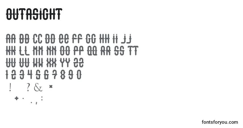Outasight-fontti – aakkoset, numerot, erikoismerkit