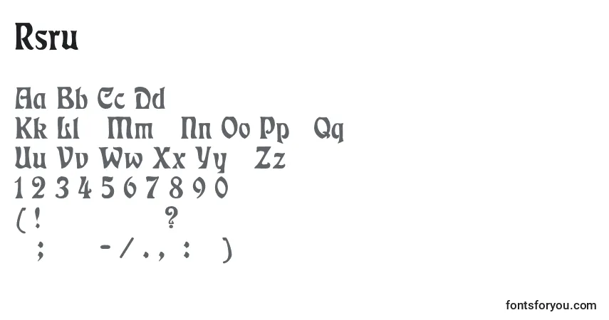 Schriftart Rsrudelsberg – Alphabet, Zahlen, spezielle Symbole