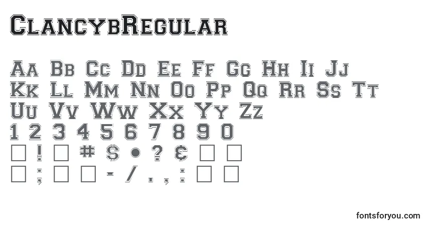 A fonte ClancybRegular – alfabeto, números, caracteres especiais