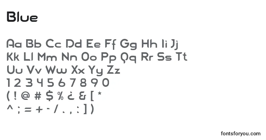 Шрифт Blue – алфавит, цифры, специальные символы