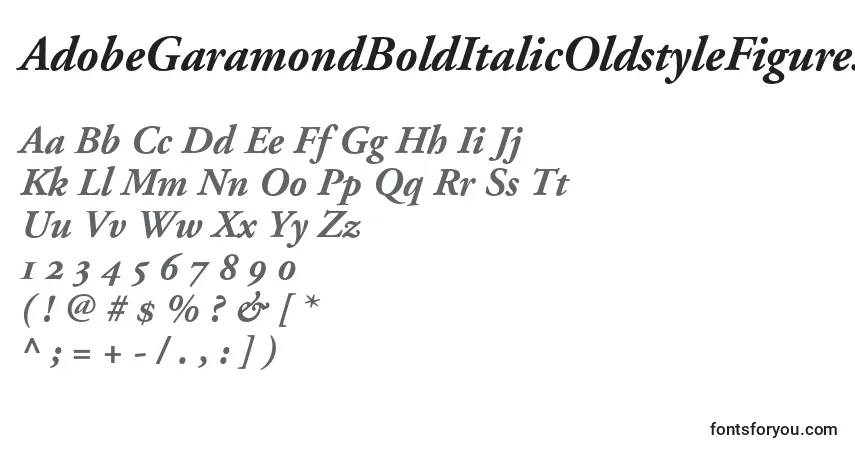 Шрифт AdobeGaramondBoldItalicOldstyleFigures – алфавит, цифры, специальные символы