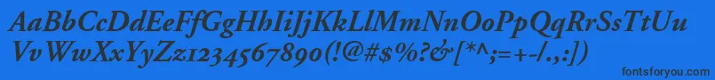 AdobeGaramondBoldItalicOldstyleFigures Font – Black Fonts on Blue Background