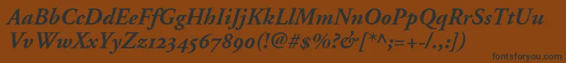AdobeGaramondBoldItalicOldstyleFigures-Schriftart – Schwarze Schriften auf braunem Hintergrund
