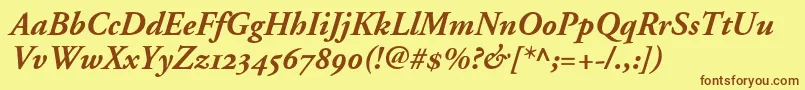 AdobeGaramondBoldItalicOldstyleFigures Font – Brown Fonts on Yellow Background