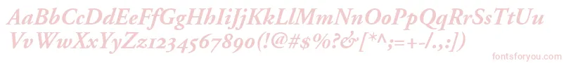 AdobeGaramondBoldItalicOldstyleFigures-Schriftart – Rosa Schriften auf weißem Hintergrund
