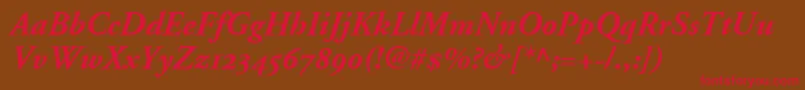 Шрифт AdobeGaramondBoldItalicOldstyleFigures – красные шрифты на коричневом фоне