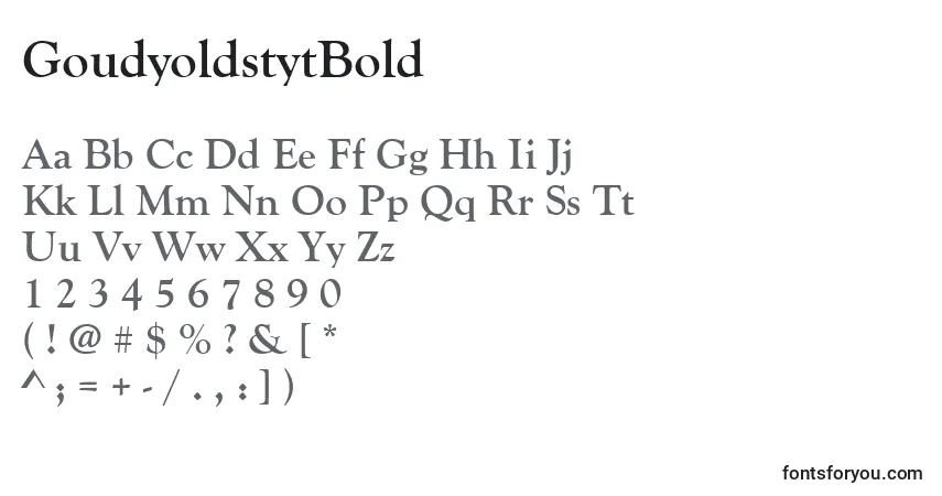 A fonte GoudyoldstytBold – alfabeto, números, caracteres especiais