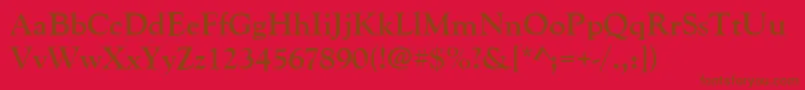 GoudyoldstytBold-Schriftart – Braune Schriften auf rotem Hintergrund