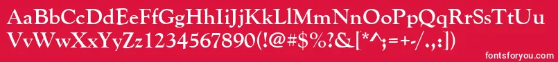 フォントGoudyoldstytBold – 赤い背景に白い文字