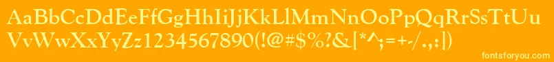 GoudyoldstytBold-Schriftart – Gelbe Schriften auf orangefarbenem Hintergrund