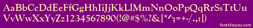 Fonte GoudyoldstytBold – fontes amarelas em um fundo roxo