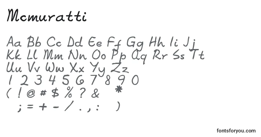 A fonte Mcmuratti – alfabeto, números, caracteres especiais