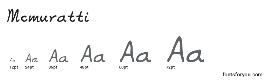Размеры шрифта Mcmuratti