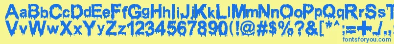 fuente WoodcutterDrippingClassicFont – Fuentes Azules Sobre Fondo Amarillo