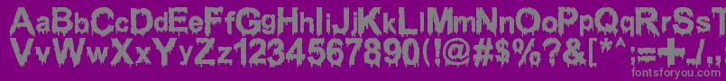 フォントWoodcutterDrippingClassicFont – 紫の背景に灰色の文字