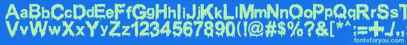 WoodcutterDrippingClassicFont Font – Green Fonts on Blue Background